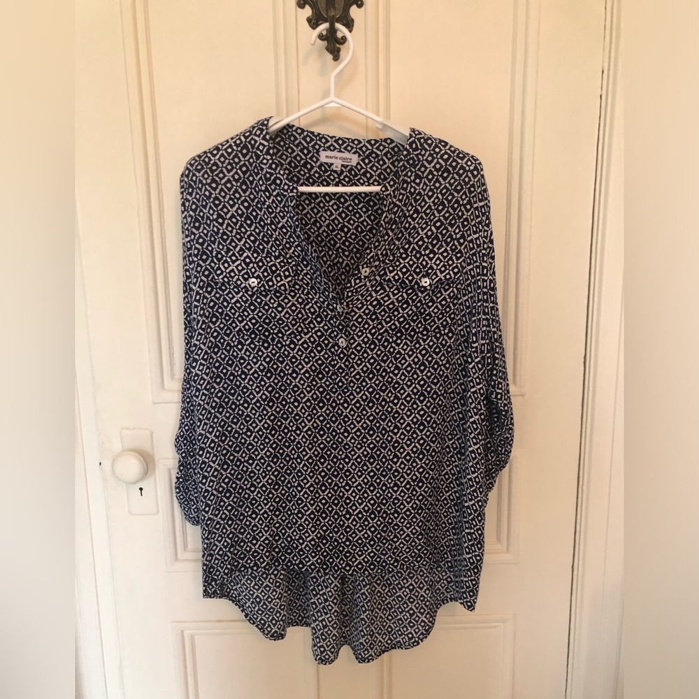Blouse blue & white xl